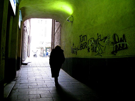Travel Photo Roulette: Genoa Woman in Silhouette. Copyright by GypsyNester.com