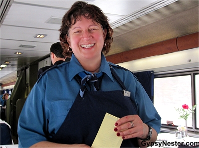 Our amazing server aboard the Empire Builder, Sophia!