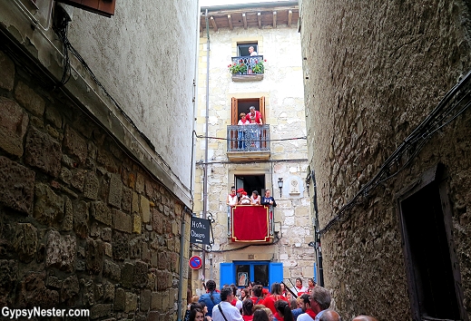 Every balcony is filled with merrymakers The Alarde in Hondarribia, Spain