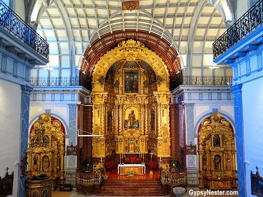 The alter at San Bartolomé Church in Bidania of the Basque Region of Spain is completely covered in gold
