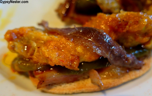 Pig's ear pintxos in the Basque Country of Spain