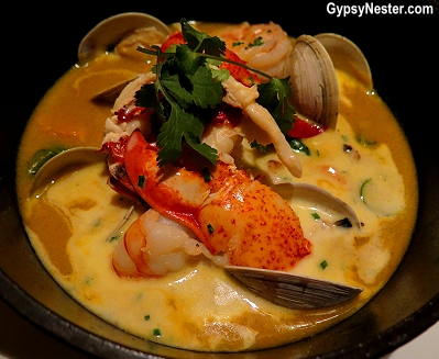 Lobster stew with coconut squash broth at OAK Long Bar + Kitchen at the Fairmont Copley Plaza Hotel in Boston - GypsyNester.com
