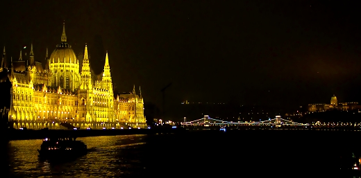 Budapest at night from the Danube