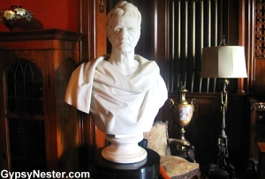 A strange bust of John Deere at the Deere-Wiman house in Moline Illinois