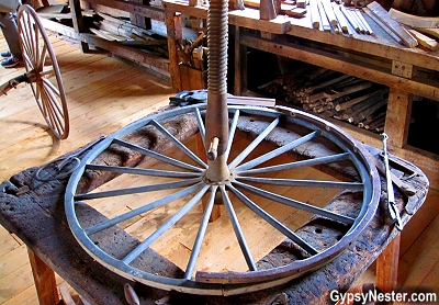 Wheelwright table at The Campbell Carriage Factory in New Brunswick, Canada