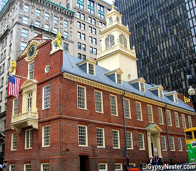 The Old State House where the tea party meetings happened in Boston