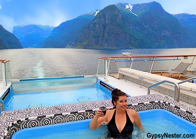 In the hot tub aboard the Viking Star in the fjords of Norway. The GypsyNesters