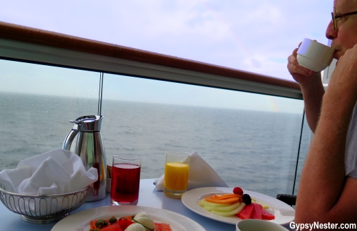Breakfast on our own private balcony on Viking Ocean Cruises