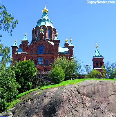 The magnificent golden-domed Eastern Orthodox Uspenski Cathedral in Helsinki, Finland