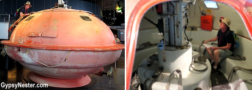 Old flying saucer–type lifeboat used on the off-shore oil rigs in Stavanger, Norway