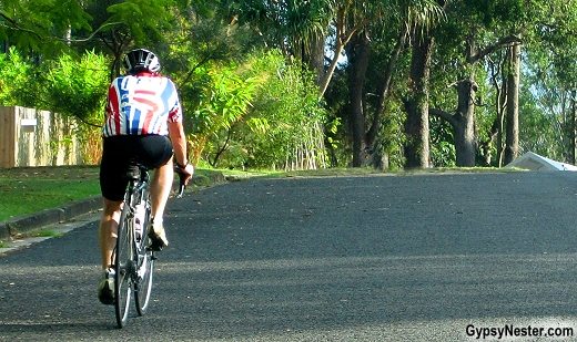 A MAMIL, middle aged man in lycra in Noosa, Queensland, Australia