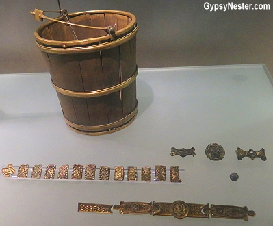 Objects found in Viking burial ships at the Viking Ship Museum in Oslo, Norway