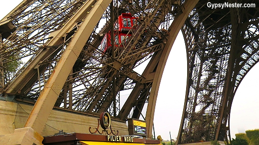 The north elevator on the Eiffel Tour in Paris, France