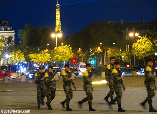 The changing of the guard at the Tomb of the Unknown Soldier at the Arc of Triomphe in Paris, France