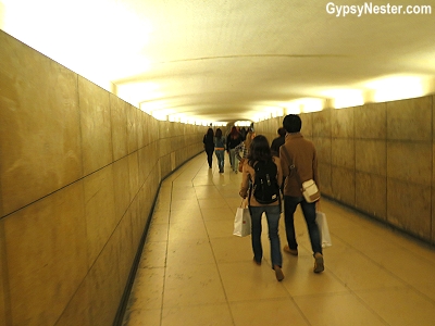The tunnel under the street to the Arc de Triomphe