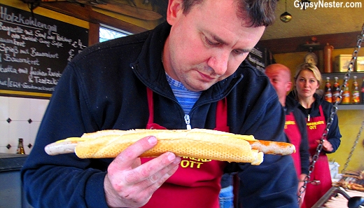 The half meter wurst at the Passau, Germany Christmas Market