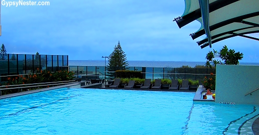 The highrise pool looking over the ocean at Peppers Hotel, Gold Coast, Queensland, Australia