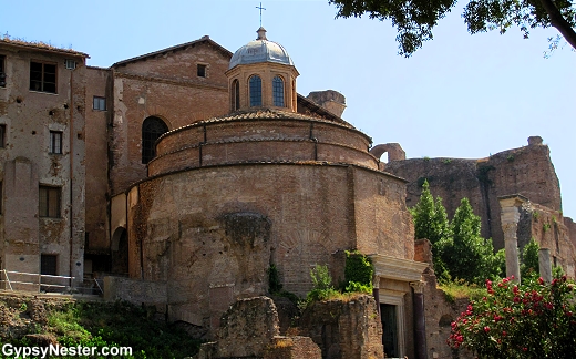 The Temple of Romulus, now known as Santi Cosma e Damiano At The Forum in Rome, Italy