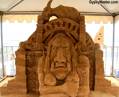 Troll under the bridge at the Sand Sculpting Championships in Gold Coast, Queensland, Australia