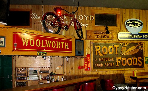 The Great Northern Bar has signs from businesses of old