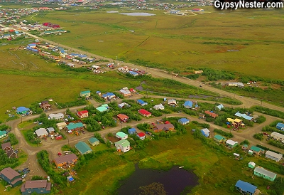 Bethel, Alaska from the air in a plane