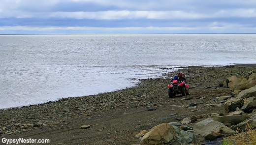 The beach at in the Yupik village of Nunakauyak, or Toksook Bay, a Yupik village in Southwestern Alaska