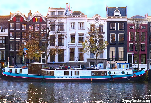 Our beautiful houseboat bed and breakfast on the Amstel River in Amsterdam, Holland!