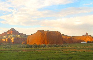 Arizona desert through the window of The Southwest Chief