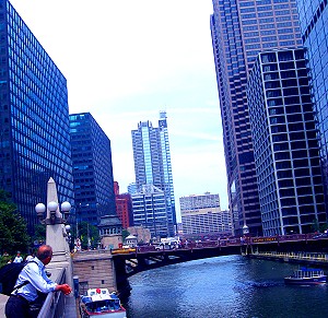 First glimpse of Chicago from the train station