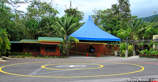 Helicopter landing pad at Baldi Hot Springs Resort in La Fortuna, Costa Rica