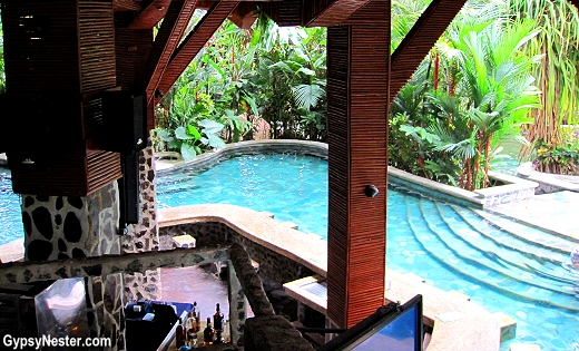A bar at Baldi Hot Springs Resort in La Fortuna, Costa Rica