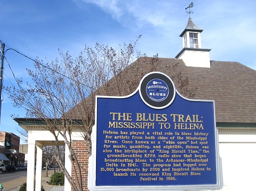 The Marker for Helena Arkansas on the Mississippi Blues Trail