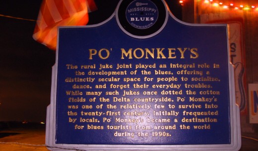 The Marker for Po' Monkey's on the Mississippi Blues Trail