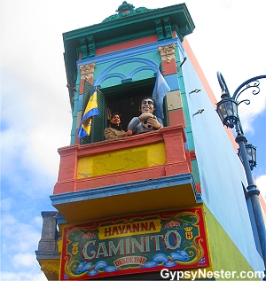 Life-size Human Dolls Looking into Street in La Boca, Buenos Aires