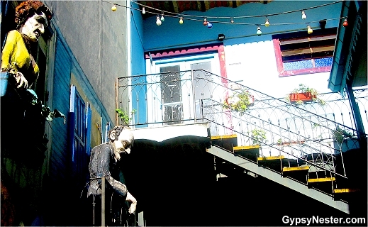 Whimsical statues adorn most balconies in La Boca, Buenos Aires