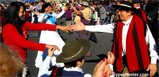 Veronica attempts dancing at the Entertainment at Feria de Mataderos, Buenos Aires, Argentina