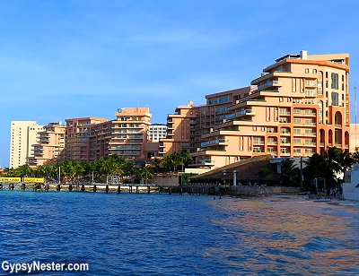 Resorts along the beach in Cancun, Mexico