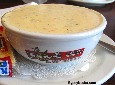 Award winning clam chowder at Tony's Seafood Restaurant in Cedar Key, Florida