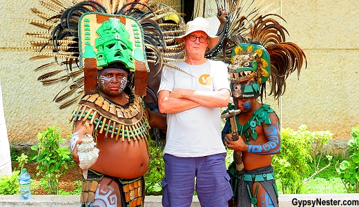 David poses with Mayans at Chichen Itza in Mexico