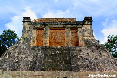 Seating for rulers at The Great Ball Court at Chichen Itza in Mexico