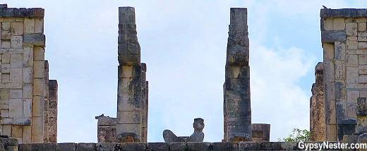 The top of Temple of the Warriors at Chichen Itza, Mexico