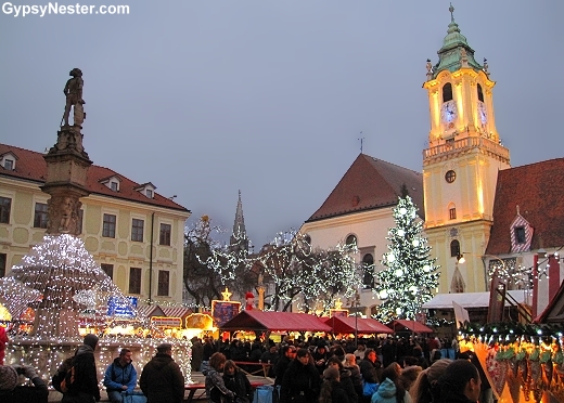 The Christmas Market in front of Old Town Hall in Bratislava, Slovakia