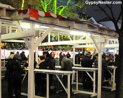 The Hlavne namestie, main square, is filled with booths, mostly selling food and drink, and tables under small shelters where the purchases can be enjoyed