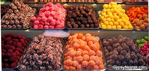 Christmas candy balls at Budapest Christmas Market