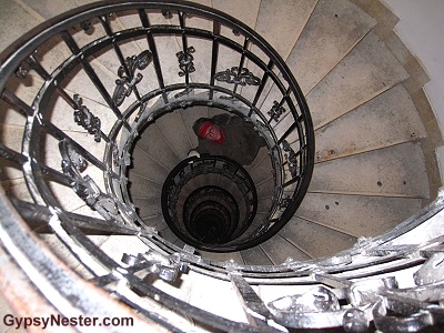 The stairs up the Cathedral Dome of the St. Stephen's Basilica is Budapest, Hungary