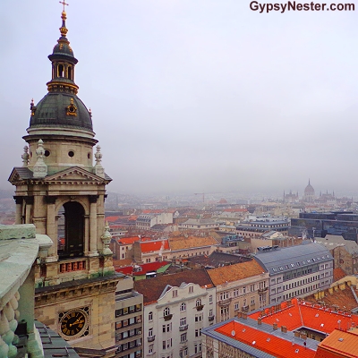 The view from the top of Szent István Bazilika, St. Stephen's Basilica, Budapest, Hungary