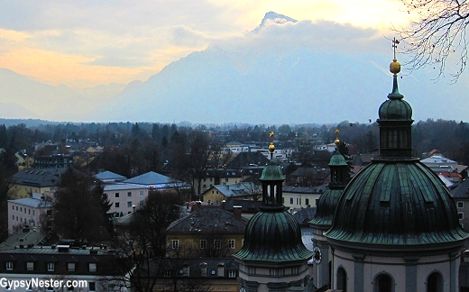 The mountain Untersberg playing hide and seek with the clouds in Salzburg, Austria