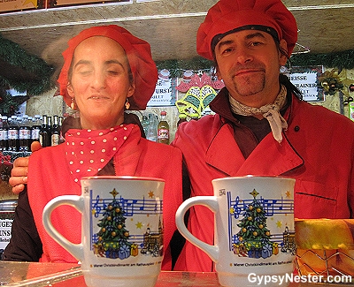 Selling gluhwien at Vienna's Christmas Market