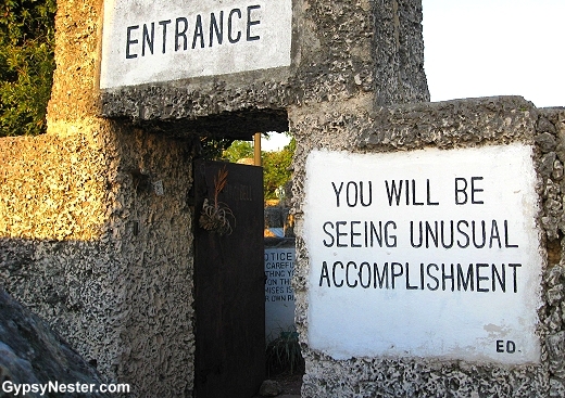 The entrance to the Coral Castle in Florida