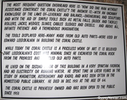 How was the Coral Castle built?